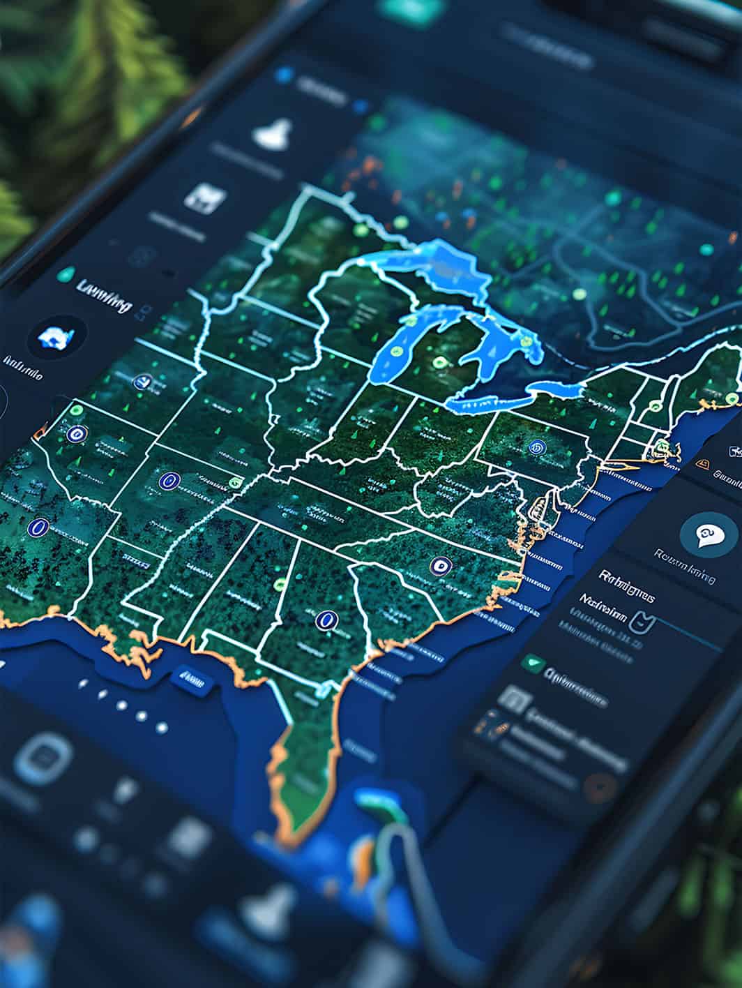 Digital operational map of the United States symbolizing resilience and continuity